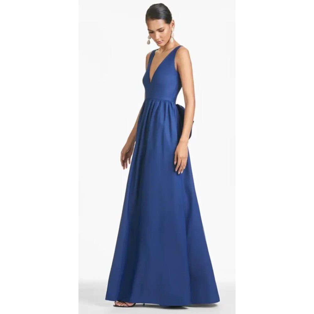 Sachin & Babi Womens Size 4 Katrina Blue Jeweled Bow Gown Long Maxi Dress‎ BHLDN - Picture 3 of 14